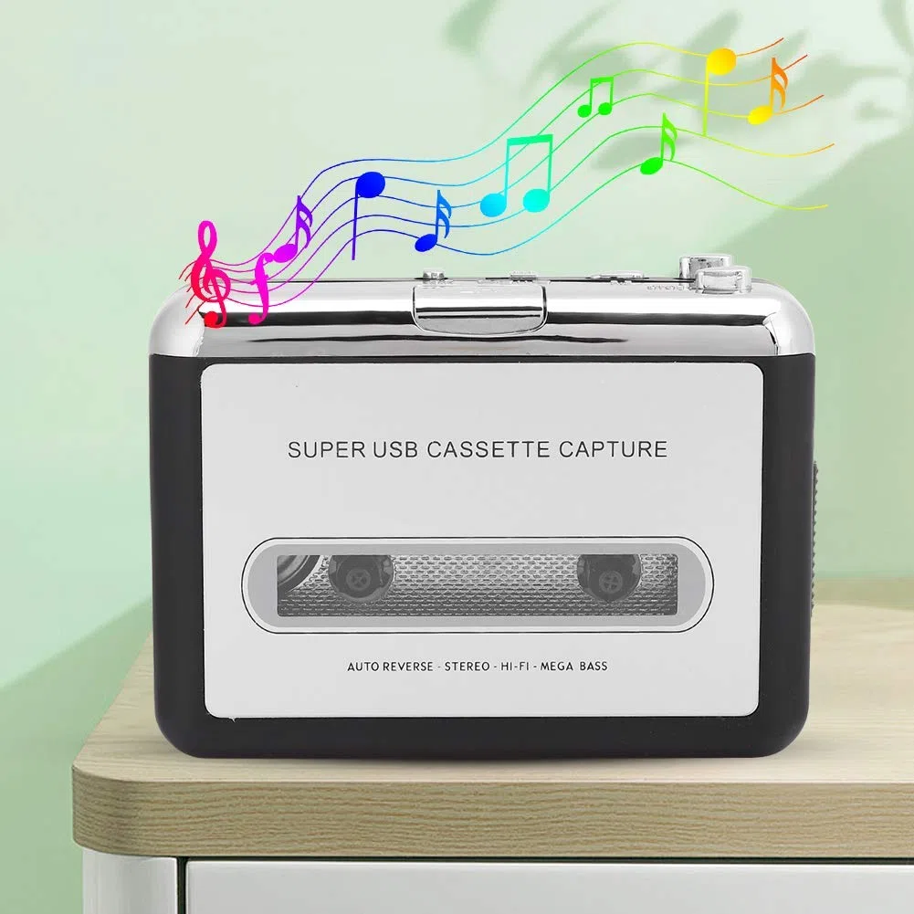 Reproductor de Cassette, Reproductor de música de Audio con Cable USB, convertidor de Cassette Independiente convertidor de Cassette USB a mp3,