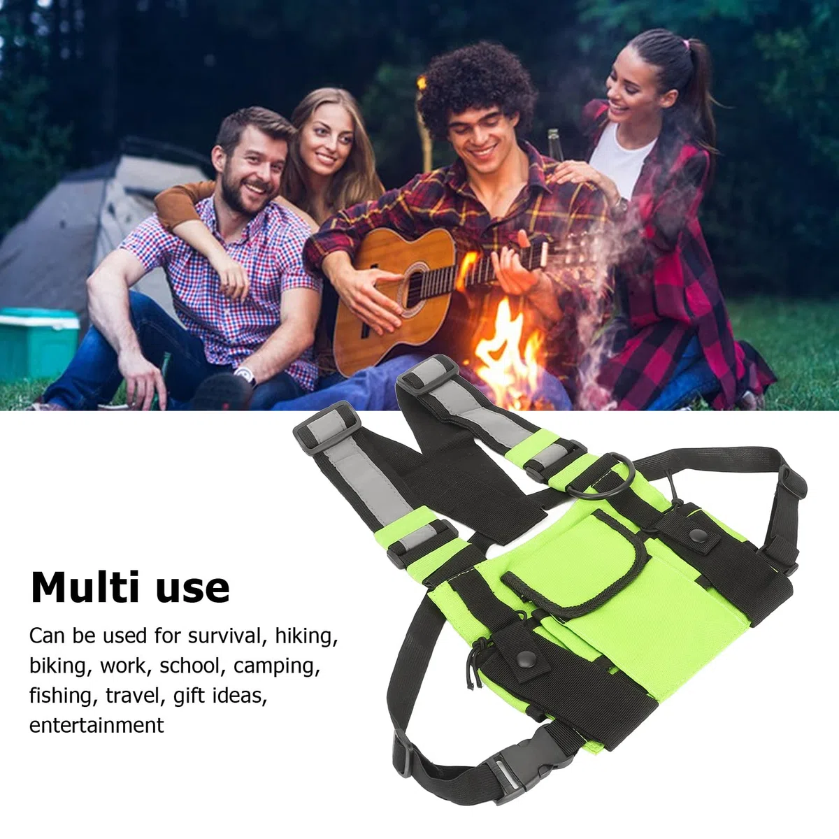 Bolsa de Arnés de Radio, Aparejo de Soporte de Arnés de Pecho de Radio Universal, Arnés de Pecho de Radio Walkie Talkies con Correas de Hombro Ajustables