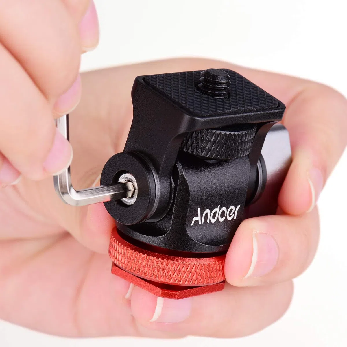 Mini Ball Head, Andoer Camera Monitor Mount Mini Ball Head con Adaptador de Zapata fría para Monitor de luz de Video LED | Con adaptador de zapata fría de 1/4 pulgadas para monitor de luz de video LED