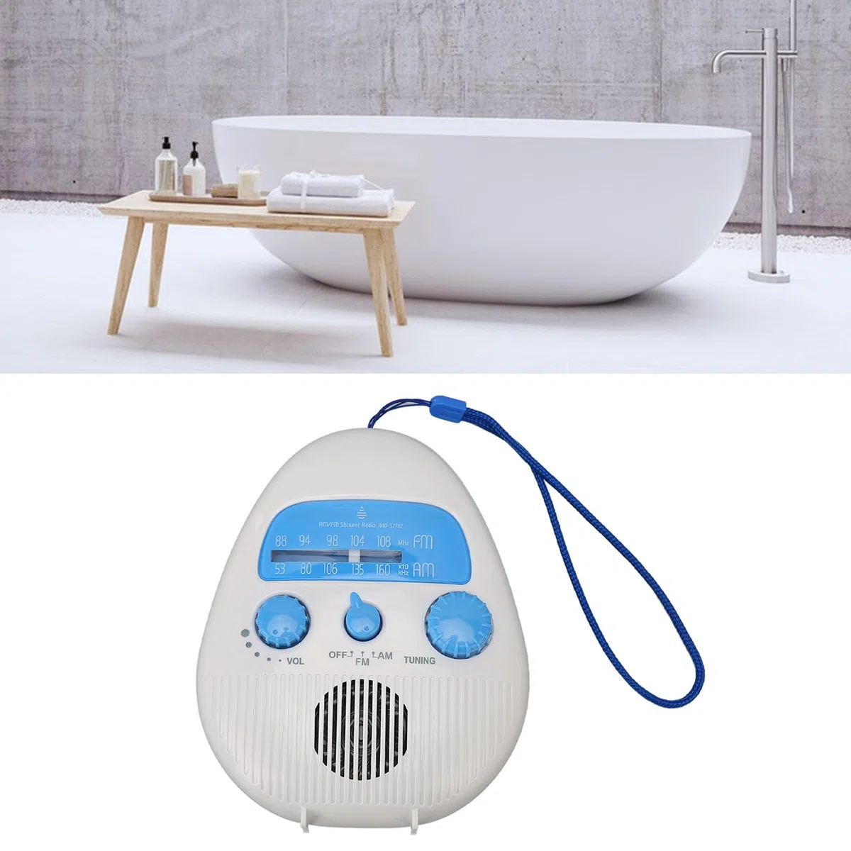 Radio de Ducha, Radio de Baño Am FM, Radio de Ducha Colgante Portátil Impermeable, Altavoz Integrado, Volumen Ajustable, para Uso en Exteriores de Baño