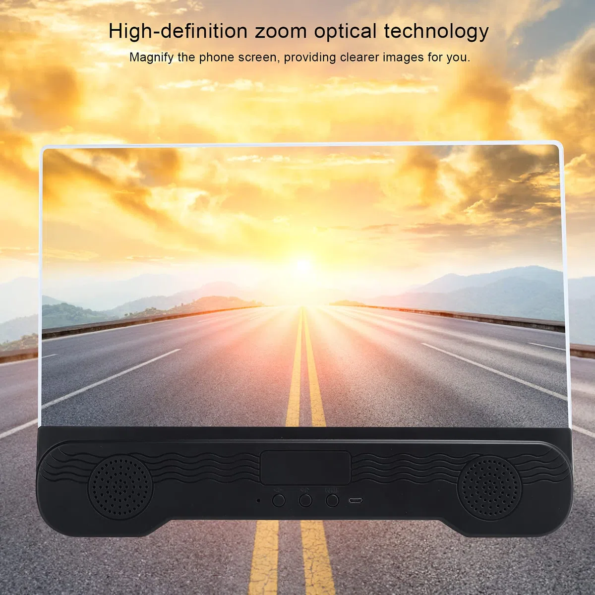 Denash Lupa de Pantalla de Teléfono de 14 Pulgadas, Tecnología óptica de Zoom HD con Altavoz, Material Antiluz Azul y Antideslumbrante, Soporte Ajustable para Teléfonos Inteligentes
