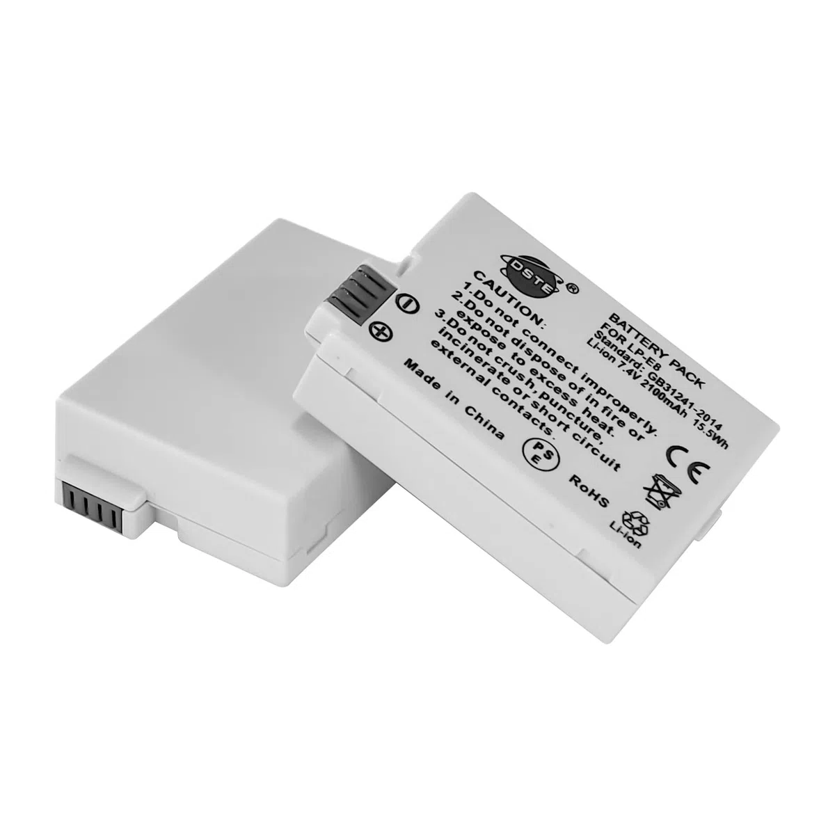 DSTE LP-E8 Batería Recargable (Paquete de 2) y Cargador USB Dual LED Inteligente compatibles con Canon EOS 550D 600D 650D 700D Kiss X4 X5 X6i X7i Rebel T2i T3i T4i T5i