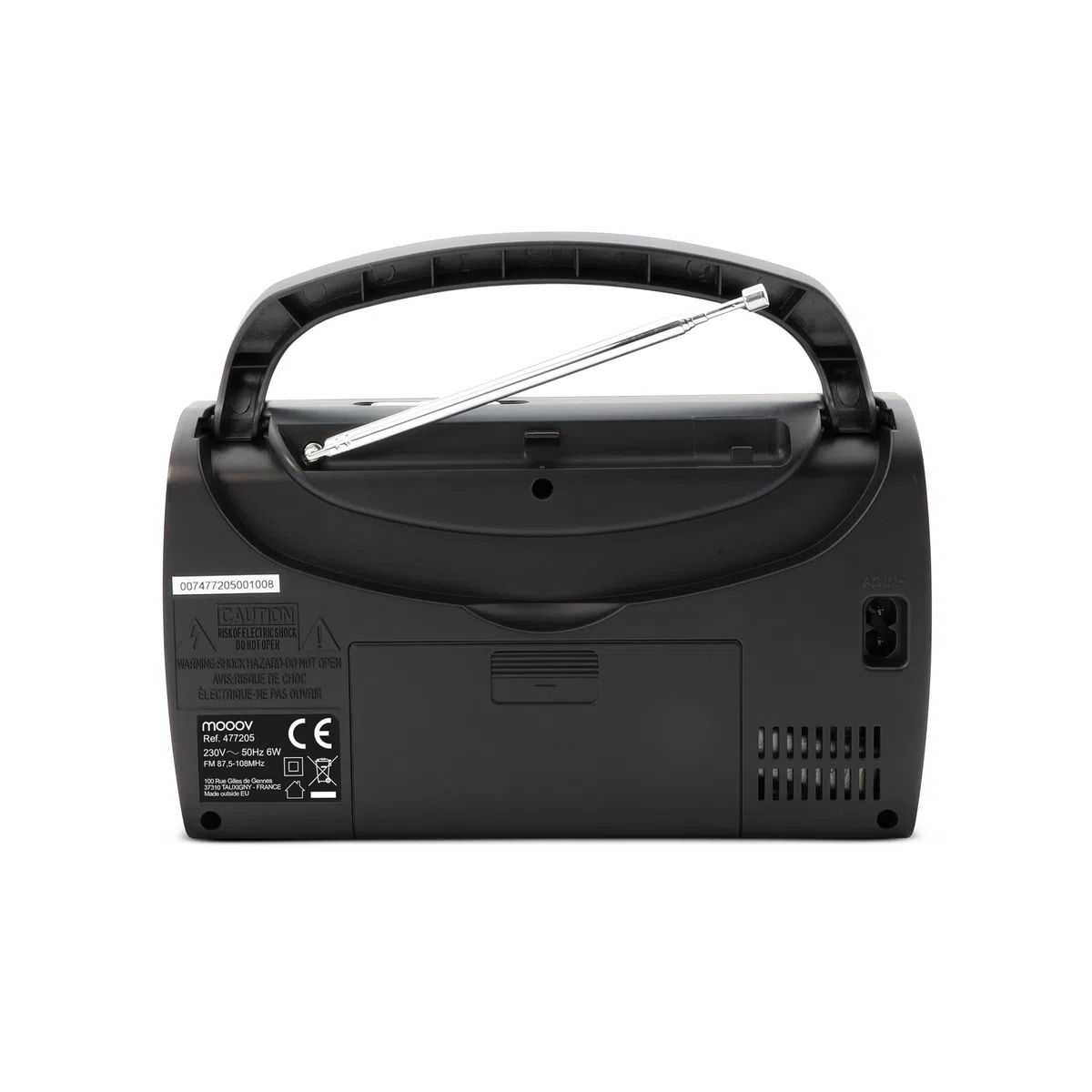 Metronic 477205 - Radio portátil, Radio Am/FM, Pantalla Digital, Alarma Opcional, Color Negro.