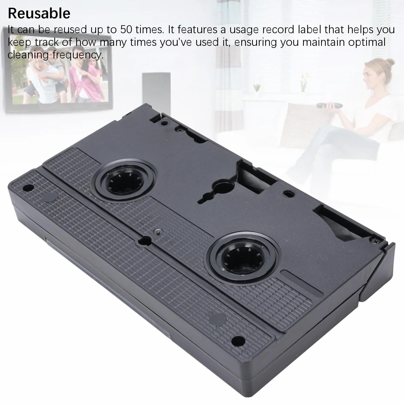 ciciglow Cleaner de Cabeza VHS/VCR, Limpiador de Cabezales de Cassette de Tecnología Húmeda, Kit de Limpieza de Cabeza de Video Segura Reutilizable para VCR VHS Player