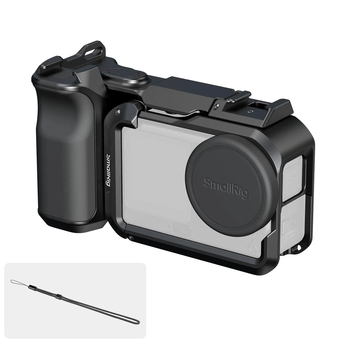 SMALLRIG Kit de mango para DJI Osmo Action 6 con jaula de metal, mango de fotografía callejera para DJI, jaula Action 6 con disparador, zapata fría, muñequera, cubierta de lente, orificio roscado 1/4