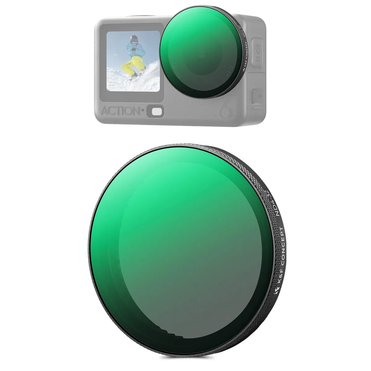 K&F CONCEPT Filtro Variable ND4-32 Snap On Compatible con dji Osmo Action 6, Filtro Densidad Neutra de Paradas limitadas, Accesorio para cámara de acción con Vidrio HD Multicapa