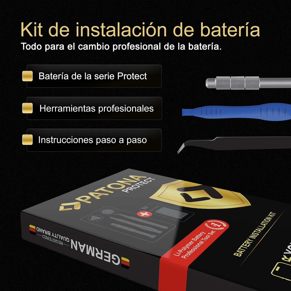 PATONA Protect Batería Repuesto para Samsung Galaxy S10 Plus SM-G975F 10+ EB-BG975BU – 4100mAh Li-Polymer para Smartphone, protección contra sobrecarga y Temperatura NTC, Incl. Kit de instalación