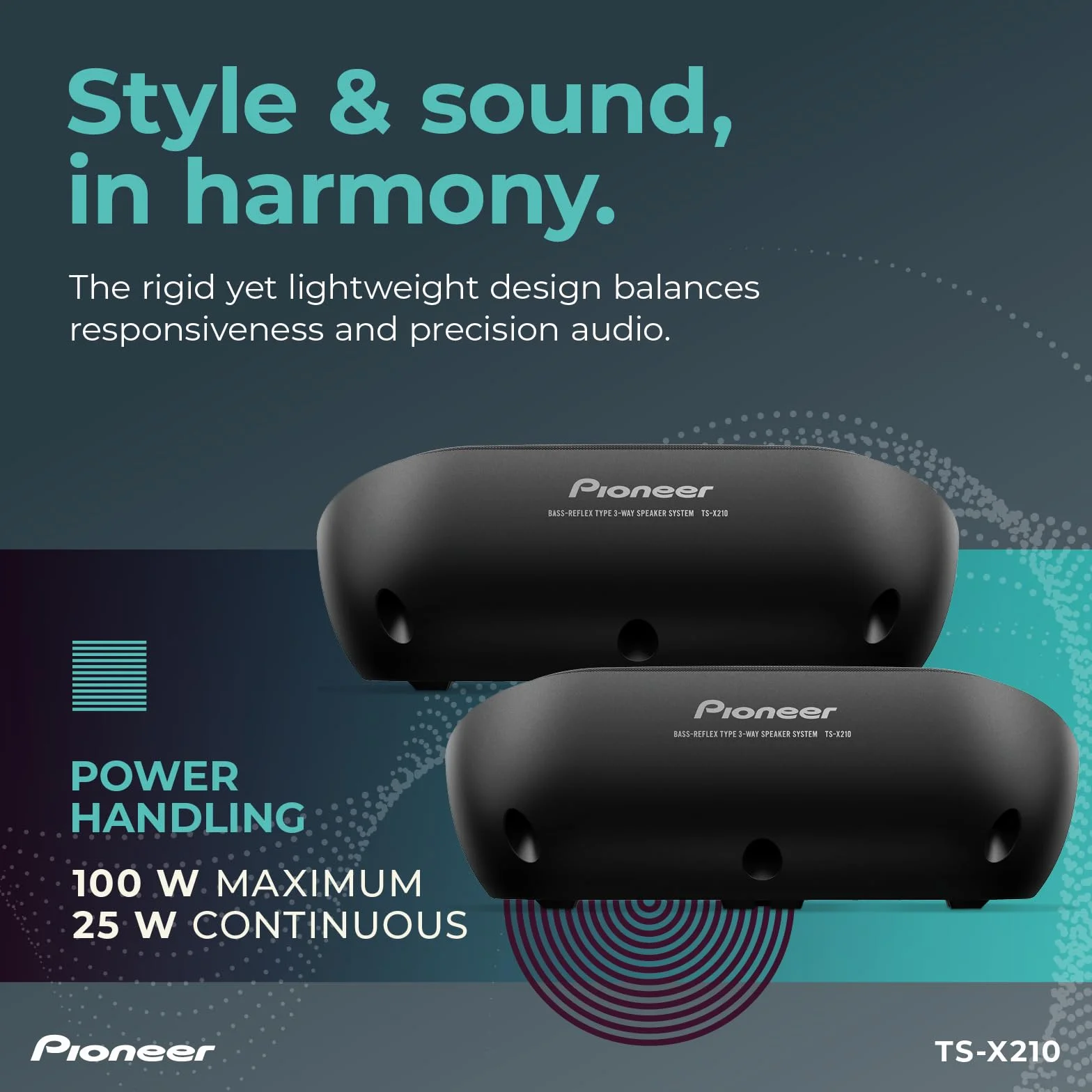 Pioneer TS-X210 - Altavoces para Coche de 3 vías con 100 W de Potencia máxima (par)