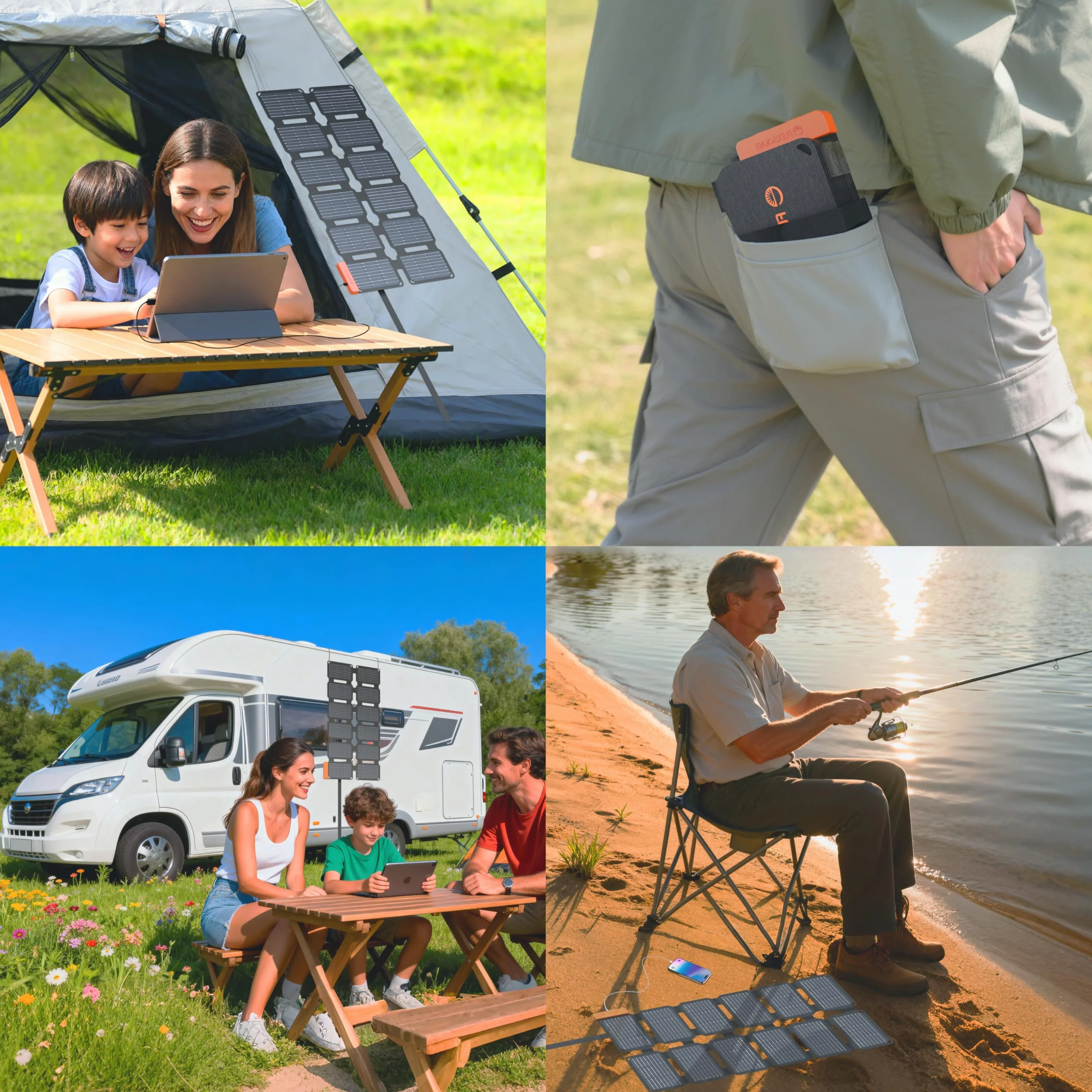 Flexsolar Mini Cargador Solar Plegable 36 W - Panel Solar Resistente al Agua - Con Puertos USB-A/USB-C/CC - Para Estaciones de Alimentación, Smartphones, Tabletas, Bancos de Energía, Camping