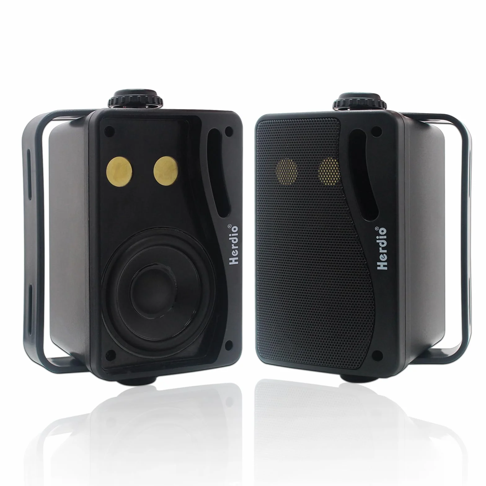Herdio Altavoces pasivos para Exteriores de 3,5 Pulgadas, 200 W, 3 vías, Impermeables, para Interior, Exterior, Interior, Barco, jardín, Patio (1 par, Negro)