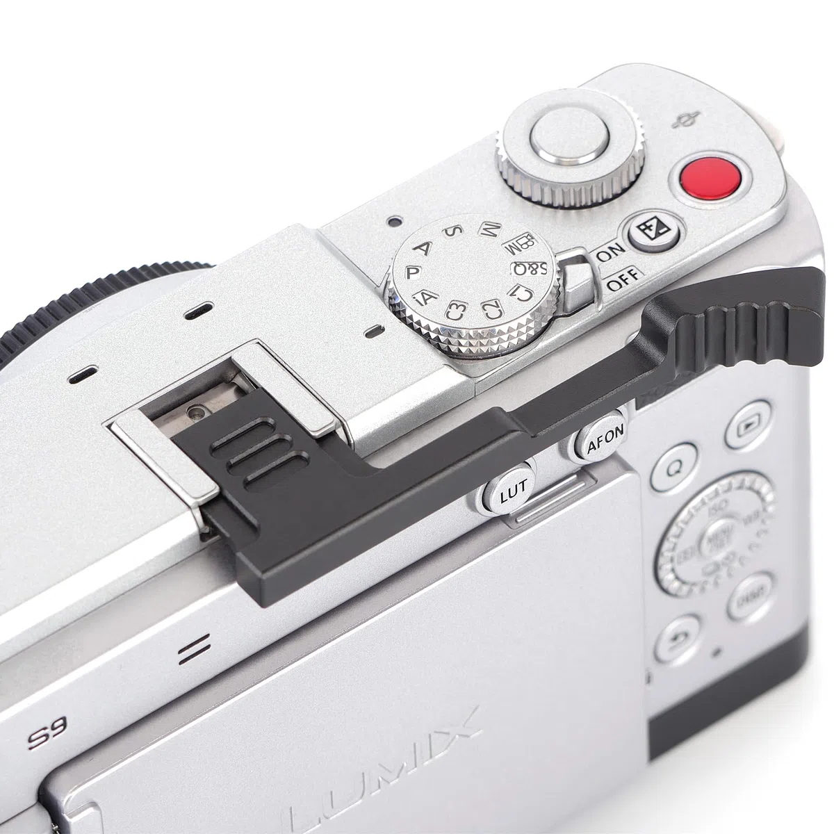 Agarre de metal para pulgar hacia arriba para cámara Panasonic LUMIX S9, agarre antideslizante para dedos de mano LUMIX S9, soporte de pulgar para fotografía con una sola mano (negro)