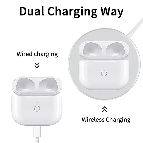 Caso de Carga Inalámbrica para AirPods 3, Reemplazo Portátil del Caso del Cargador con el Botón de Sincronización del Emparejamiento de Bluetooth, Construido en la Batería 620mAh