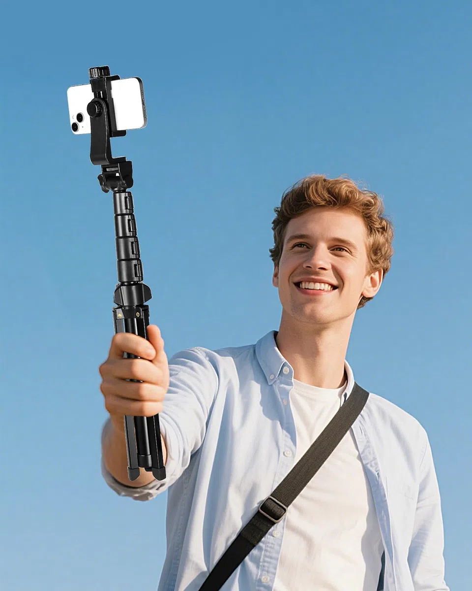 CAMBOFOTO 168CM Trípode para Móvil, se Puede Usar como Selfie Stick, Trípode Móvil Compatible con la Mayoría de Los Teléfonos Inteligentes,with Phone Clip