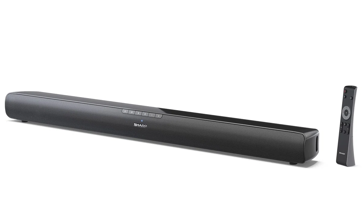 Sharp HT-SB100 Barra de Sonido 2.0 Bluetooth, HDMI ARC/CEC, USBPlayback y 75W de Potencia Total, Color Negro, 80 cm