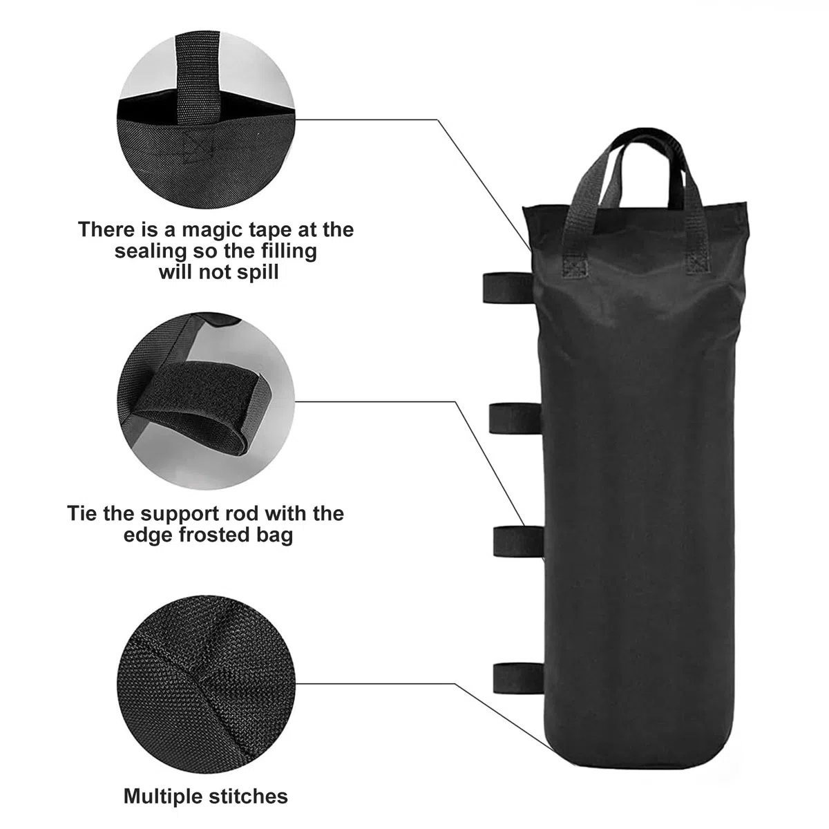 8 bolsas de arena para cenador, 50 x 20 cm, bolsas de peso para patas de carpa, tela Oxford 800D con cierre de , pesos para jardín, playa y camping