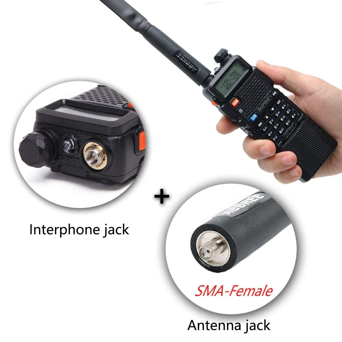 ABBREE Antena táctica Plegable para Deportes al Aire Libre de 48.8 Pulgadas, Doble Banda, 2 m/70 cm, 144/430 MHz, para Radio bidireccional Baofeng UV-5R UV-82 BF-F8HP GT-3TP Quansheng UV-K5 Ham GMRS