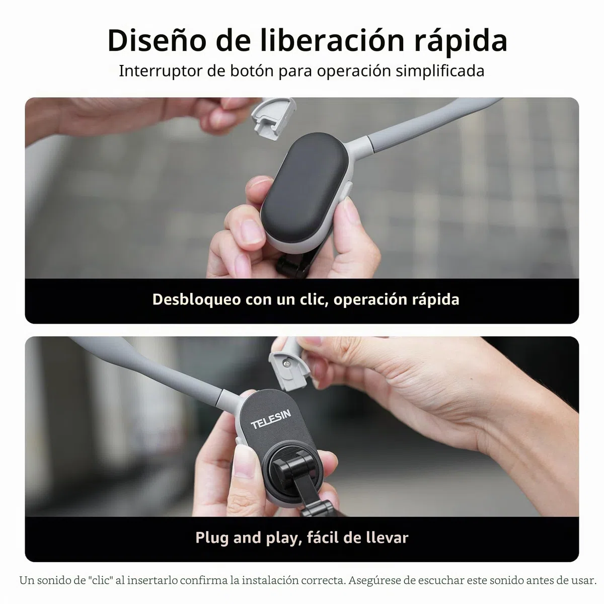 TELESIN POV/Vlog Cunas de Cuello Magnético para Teléfono, Collarín Telefónico Soporte con Manos Libres Soporte de Pecho para Grabación de Vídeo Correa para iPhone 17 16 15 14 13 12 Android (Gris)