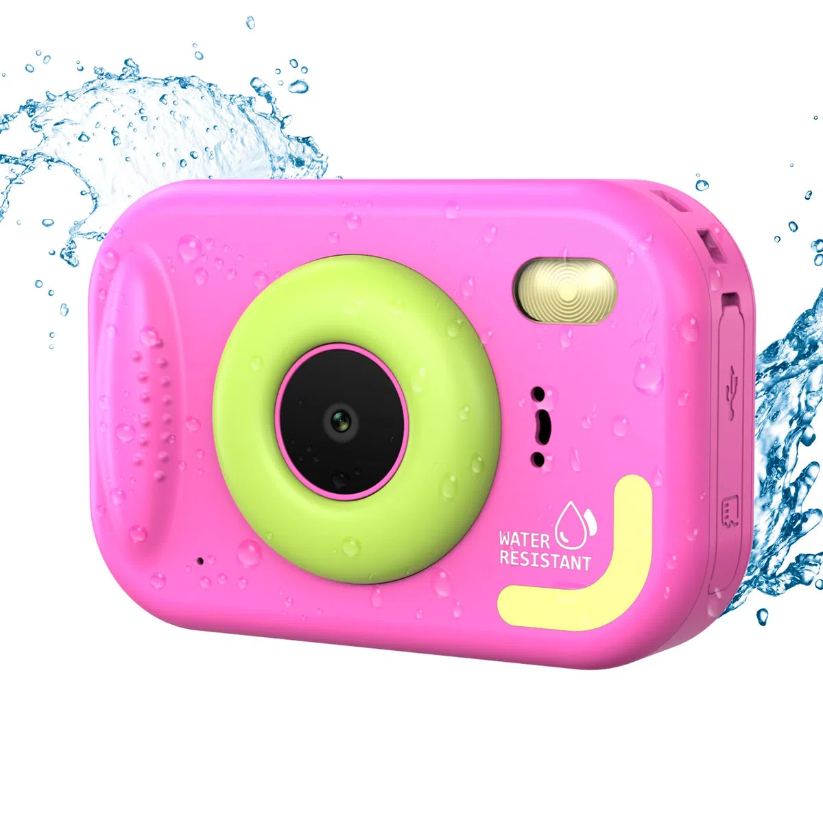 Cámara Subacuática Infantil 20MP - Resistente al Agua 3m, 1080p HD, Pantalla 2.4" + SD 32GB | Ideal para Selfies, Natación y Playas (Rosa)