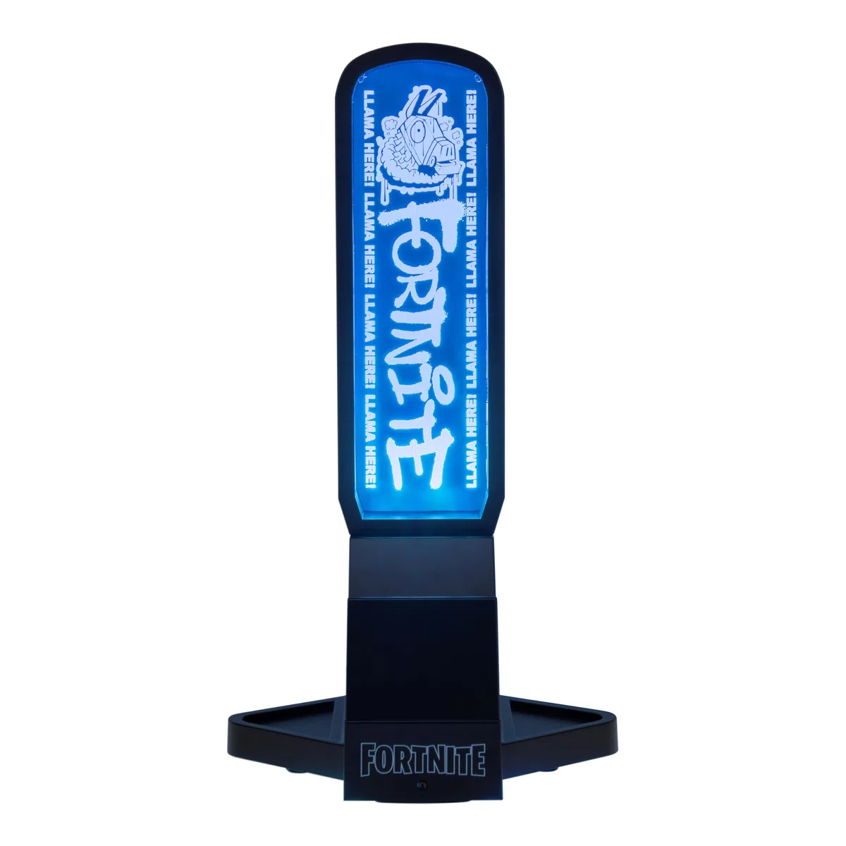Paladone - Soporte para Auriculares 3 en 1 y estación de Carga tecnológica de Fortnite con Base para Mando de Consola y 2 Puertos USB-C, Panel de luz RGB Que Cambia de Color, Licencia Oficial