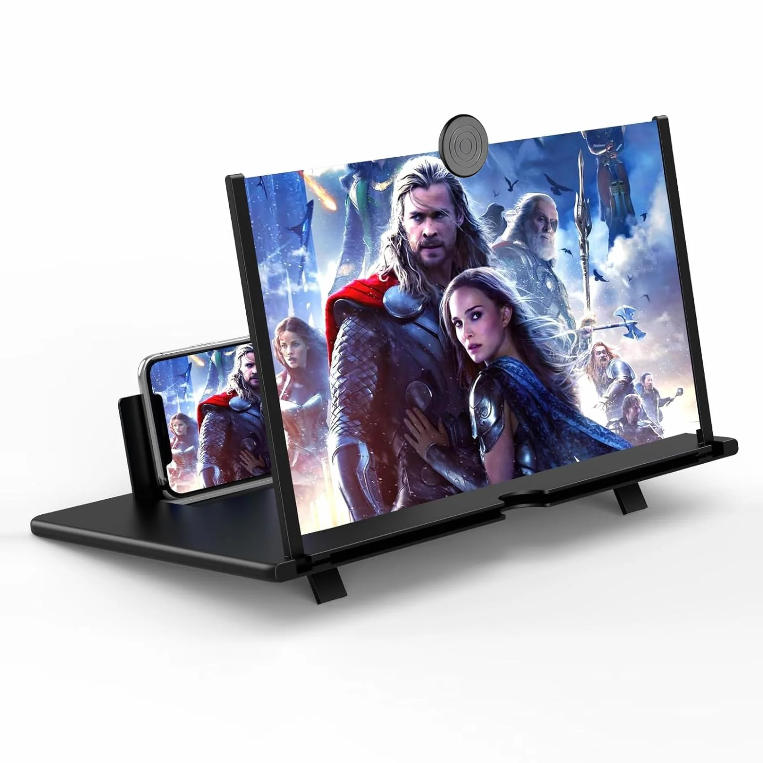 Lupa de Pantalla de teléfono 18 Pulgadas, Amplificador Pantalla movil 3D, HD Lupa para movil Plegable para Ver películas y Video para Todos Smartphone（Negro