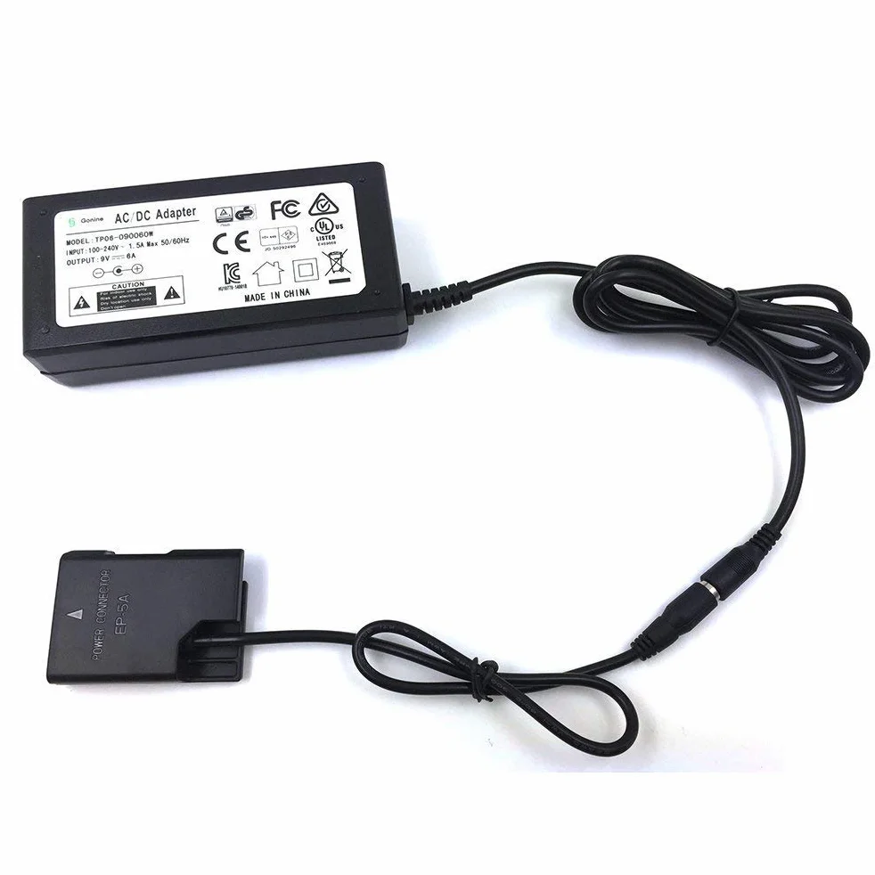 EP-5A AC Adaptador de Corriente EN-EL14 / EN-EL14a Batería Dummy para Nikon D3100 D3200 D3300 D3400 D3500 D5100 D5200 D5300 D5500 D5600 DF Coolpix P7000 P7100 P7700 P7800 Cámaras