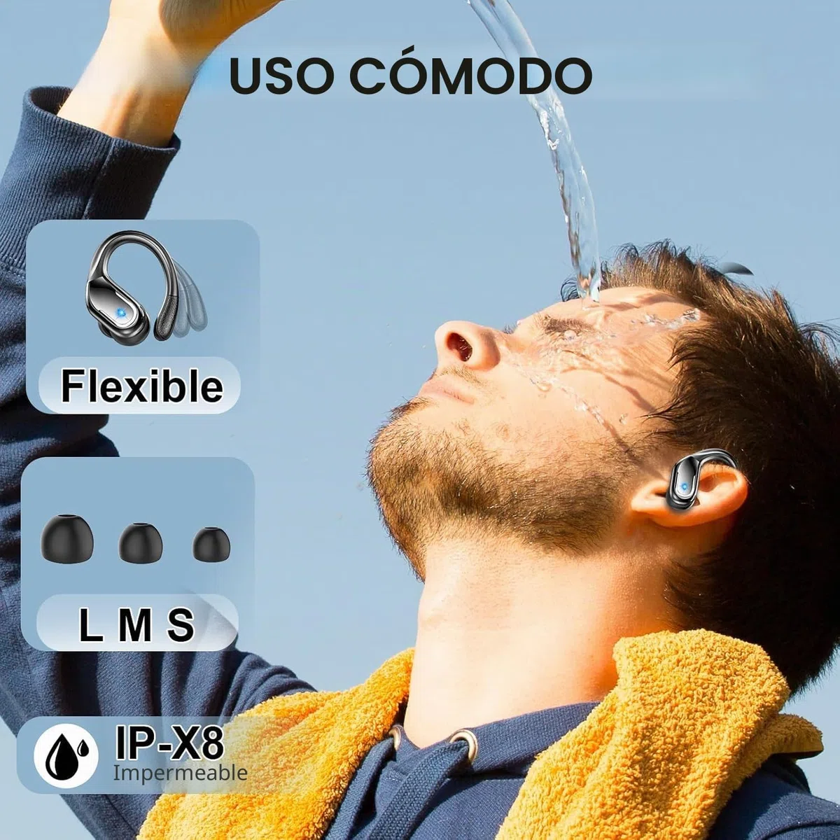 Auriculare Inalámbricos Deportivos, Nueva Auriculares Bluetooth 5.4 con HD Mic, 75H Cascos Inalambricos Bluetooth HiFi Estéreo, Cancelacion Ruido ENC Auriculares Running, IP7 Impermeable/Pantalla LED