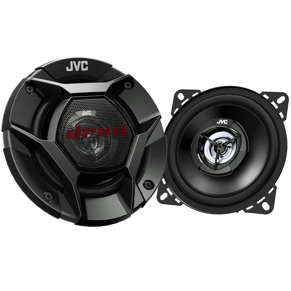 JVC CS-DR420 Altavoces Coaxiales de 2 vías de 100mm | Altavoces para el Coche con Sonido Potente de Calidad. Potencia de Pico 220W. Cono de Woofer de Mica de Carbono y Tweeter Balanceado de PEI