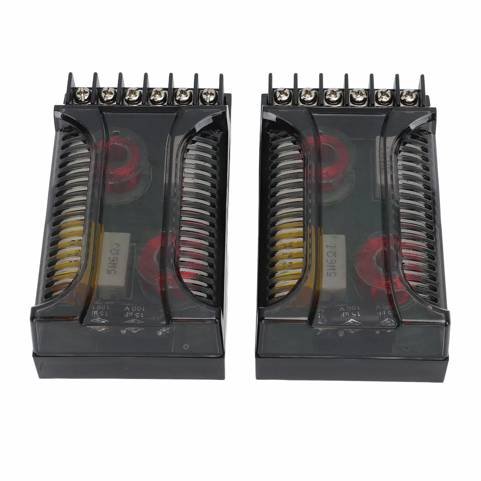 KIMISS Car Audio Crossover Pasivo, 2 Piezas 2 Vías Car Audio Crossover Protección contra Sobrecorriente Disipación de Calor Universal Altavoz Divisor de Frecuencia