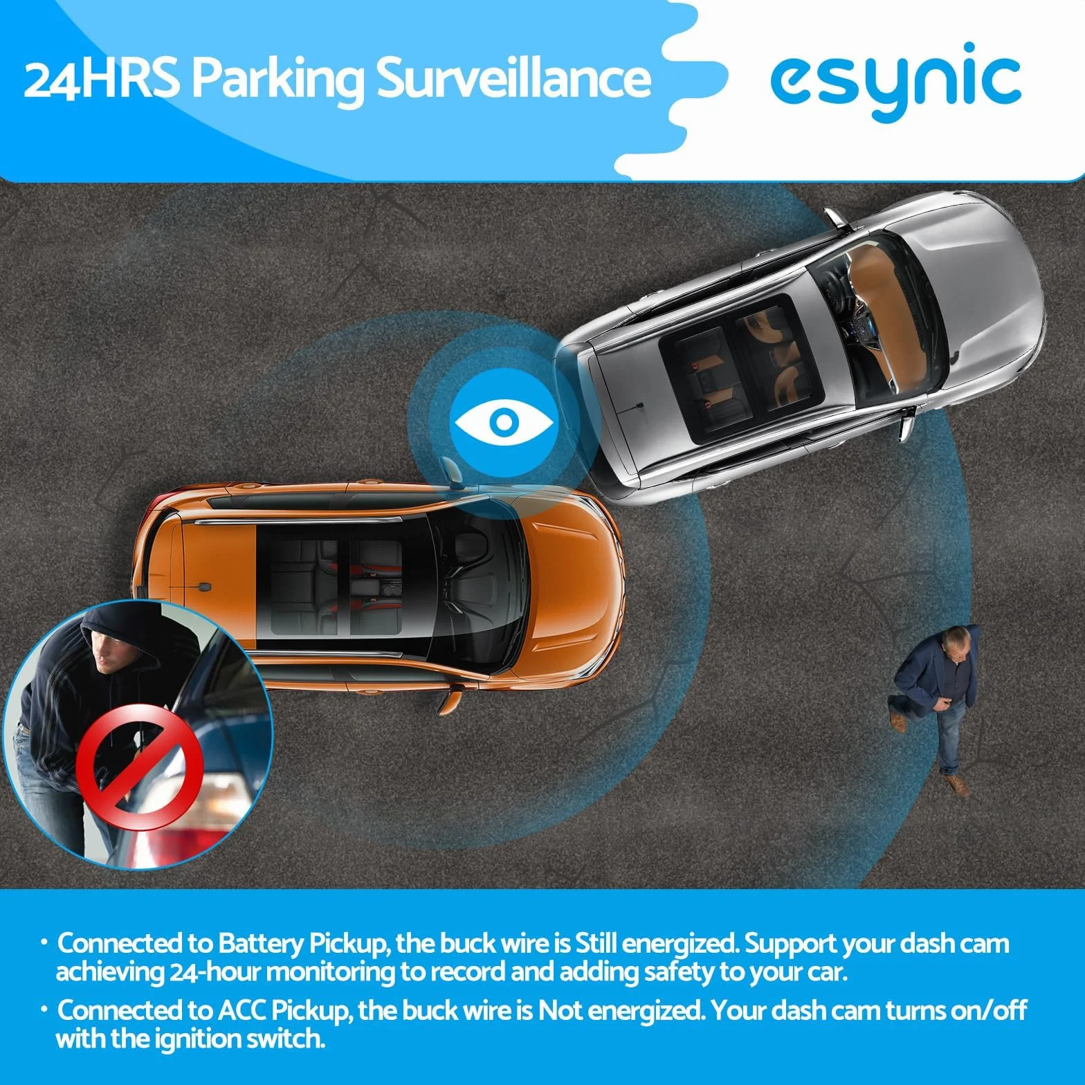 eSynic Dash CAM Hardwire Kit Tipo C Kit de Cableado Duro USB Dashcam 12V-24V a 5V para Cámara de Tablero con Adaptador Mini y Micro USB y 4 Tipos de Fusibles Mini/LP, ACS, ATO, Micro2, etc.