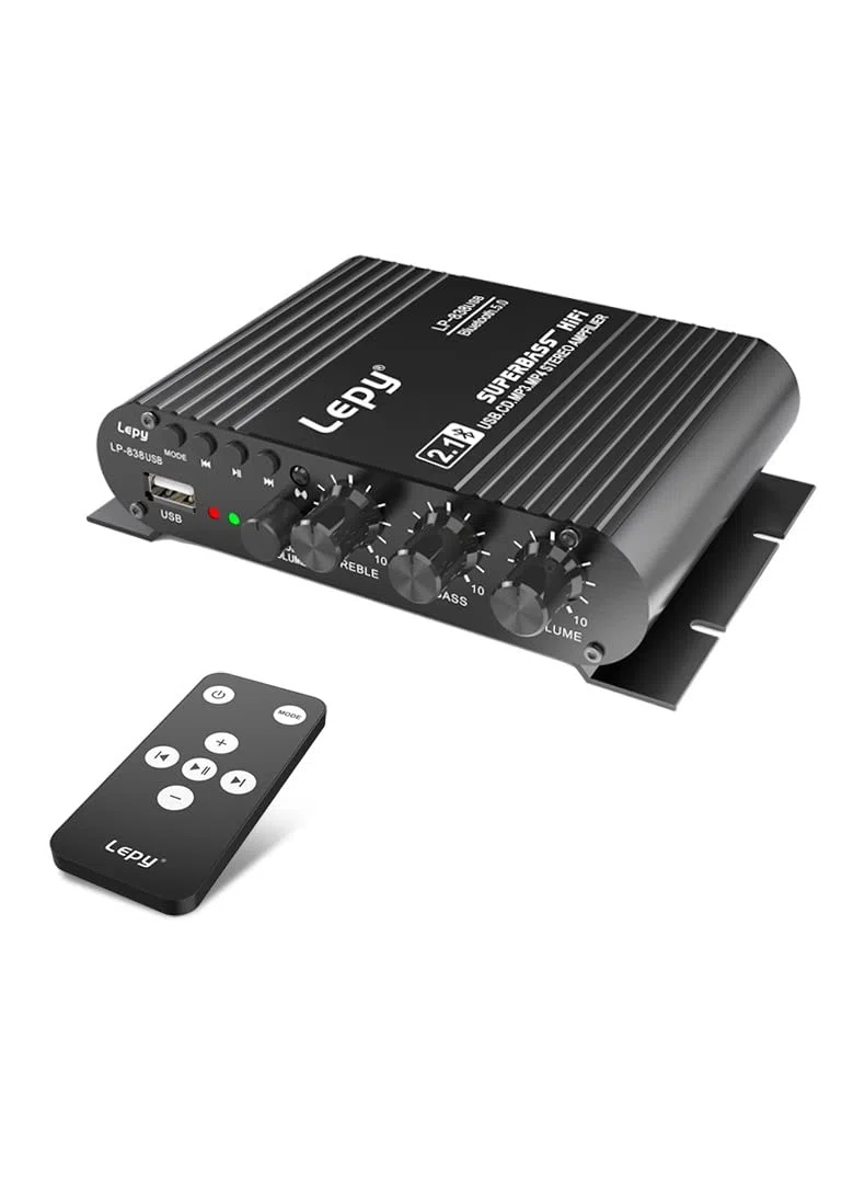 LP-838USB Bluetooth 5.0 Amplificador 2.1 3 canales Soporte Super Bass Reproducción USB con mando a distancia
