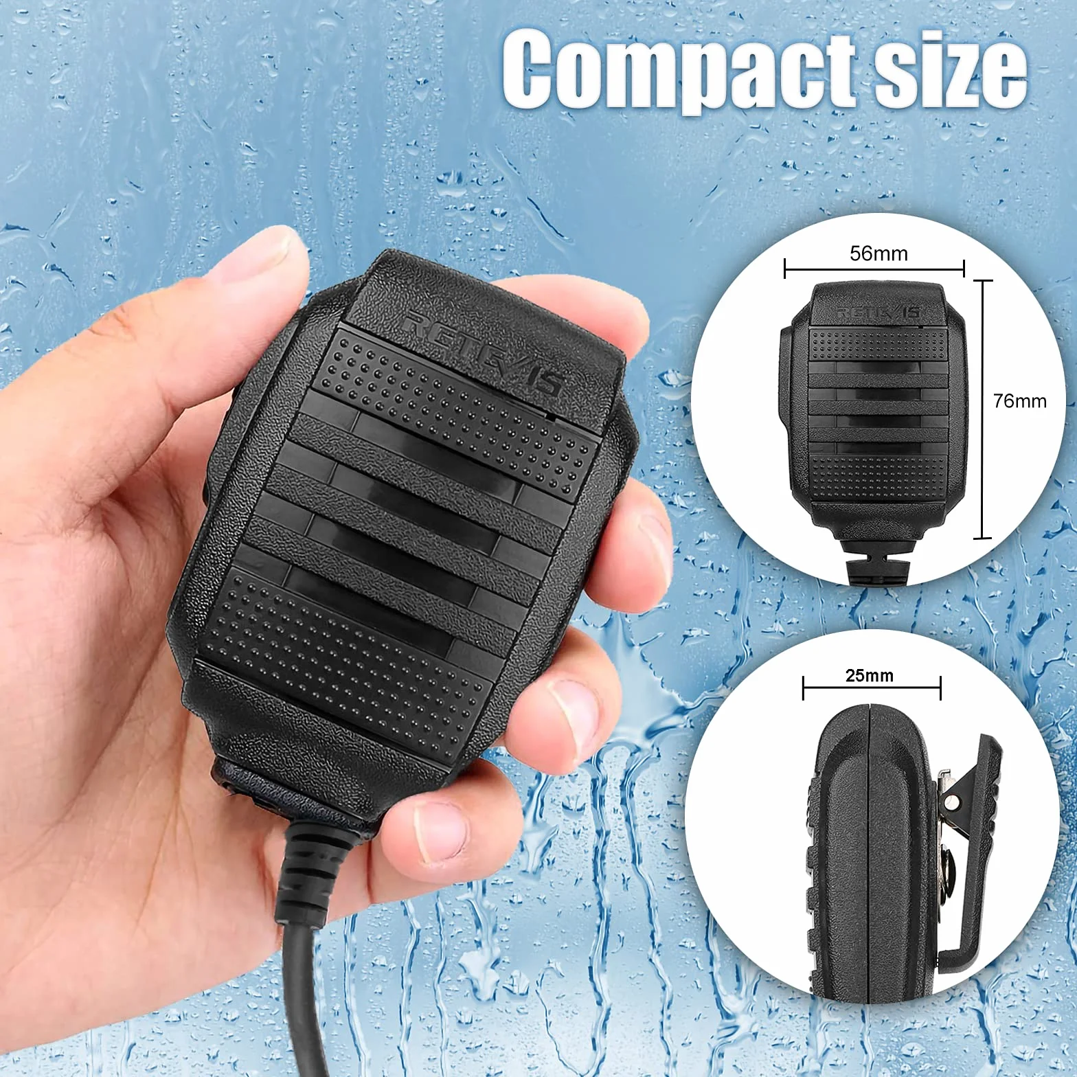 Retevis 2 Pines Micrófono Altavoz de Walkie Talkie IP54 Impermeable Compatible con Walkie Talkie RT24 RT22 RT27 RT5R Baofeng UV-5R BF-888S Proster T0036X2 TACKLIFE Kenwood (2 Pcs)