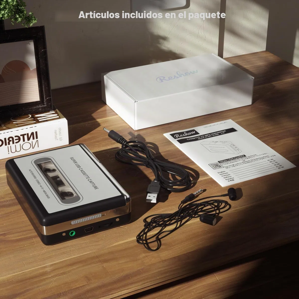 Reshow Grabadora de casete portátil que graba archivos de audio MP3 a través de USB – Convierte cartuchos para iPod – Compatible con ordenadores portátiles y ordenadores de formato plateado
