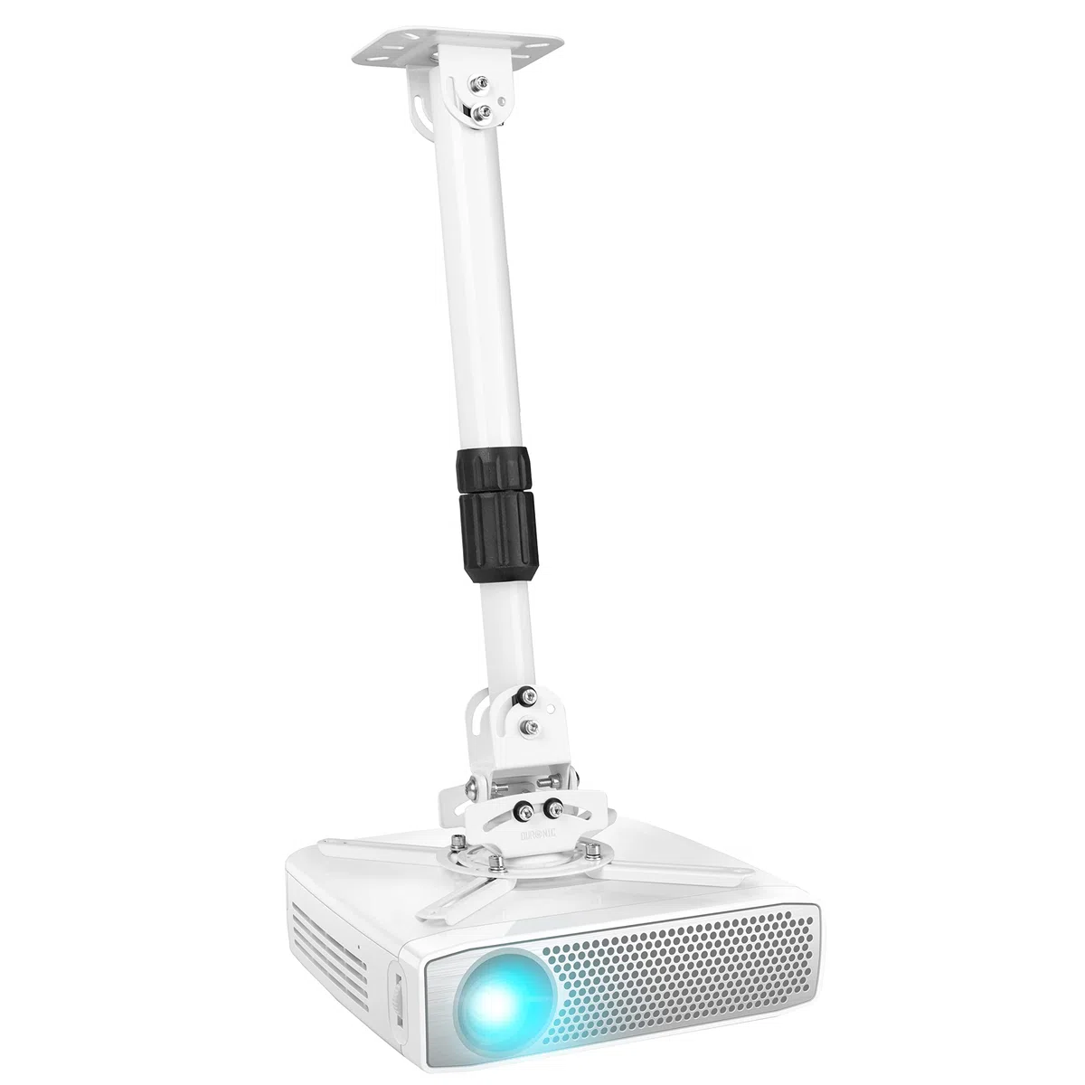 Duronic PB06XL Soporte para Proyector de Techo y Pared, Extensible 22-83cm, Universal, Giratorio 360º, Totalmente Articulable, Carga Máx 13.6kg, Cine en Casa, Videojuegos, Presentaciones, Color Blanco