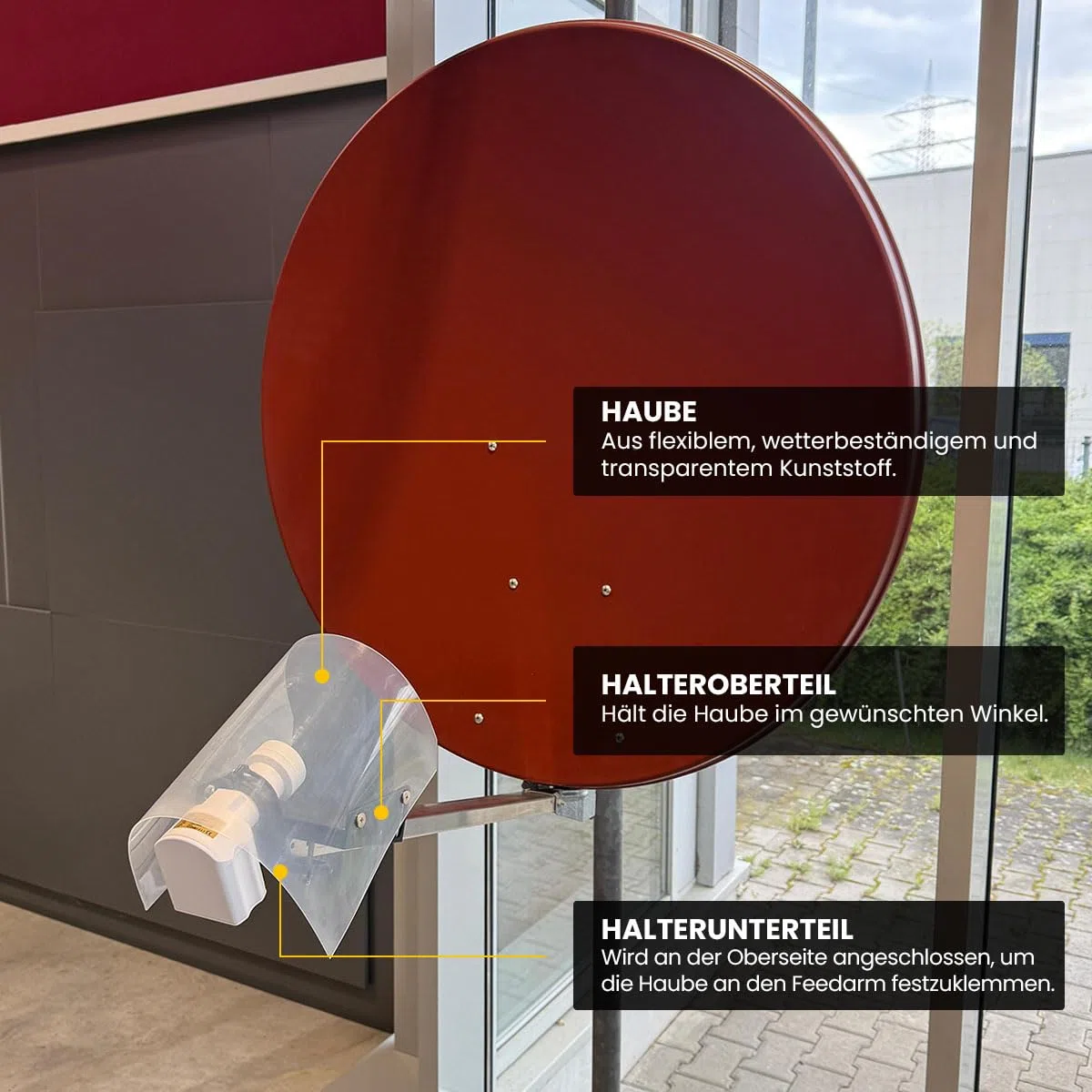 GSS LNB - Tapa de protección contra la intemperie para 1 LNB, LMB - Protección contra la lluvia, granizo y nieve, cubierta protectora para antena parabólica