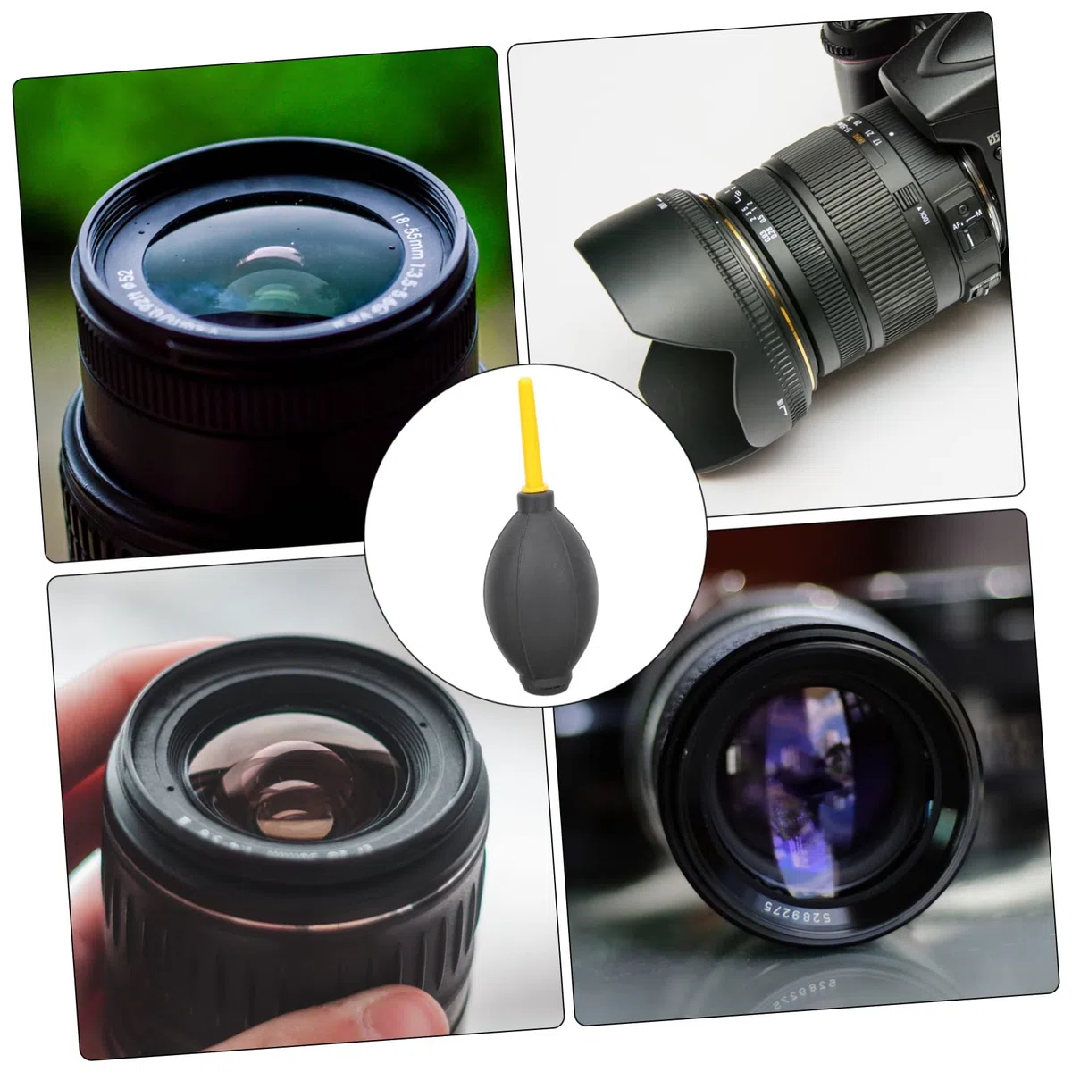 Yardenfun Soplador De Polvo y Lentes Para Limpieza De Cámaras 3 Piezas, Para Fotógrafos Profesionales, Diseño Compacto, Aire Comprimido Rápido, Uso En Cámaras y Equipos Electrónicos, Color Negro