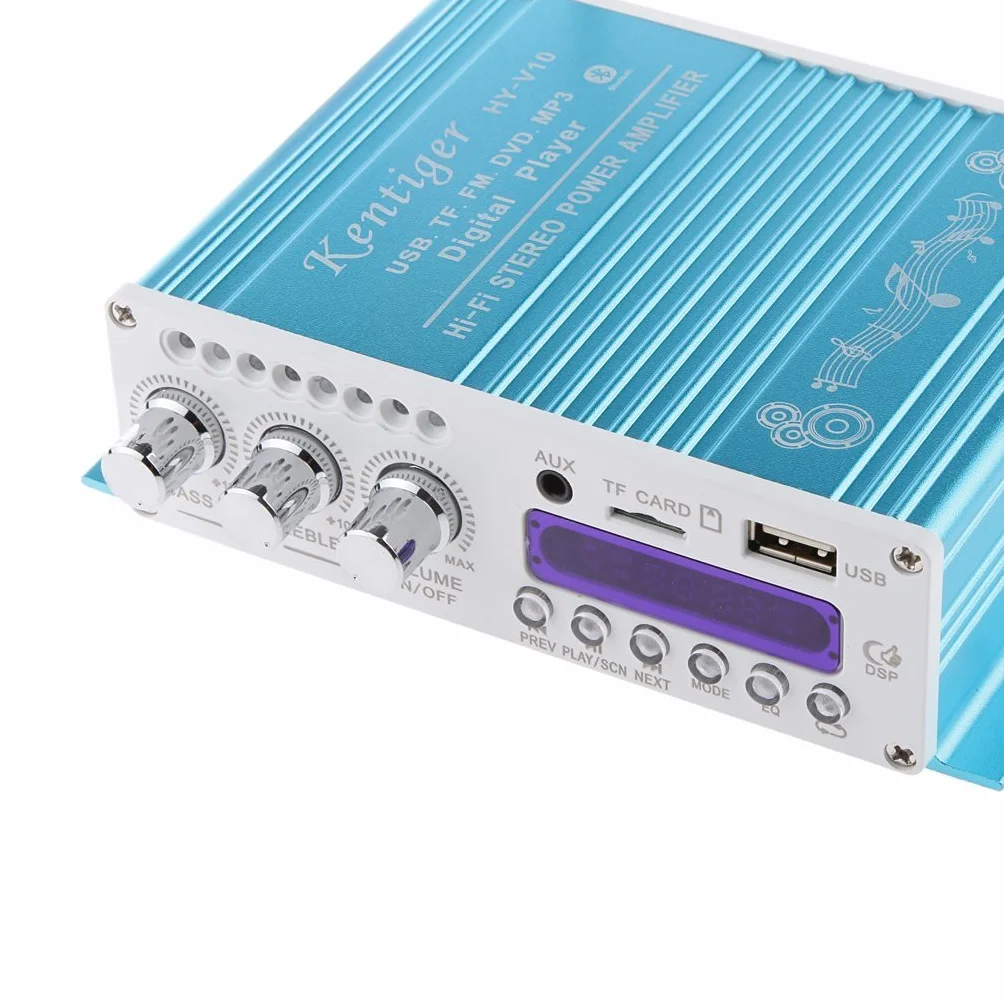 Mini Bluetooth estéreo de Alta fidelidad de Audio Amplificador AMP Bass Booster MP4 12V de la Ayuda FM / MP3 / TF/USB/DVD para Coche de la Motocicleta del Coche automático de CD DVD