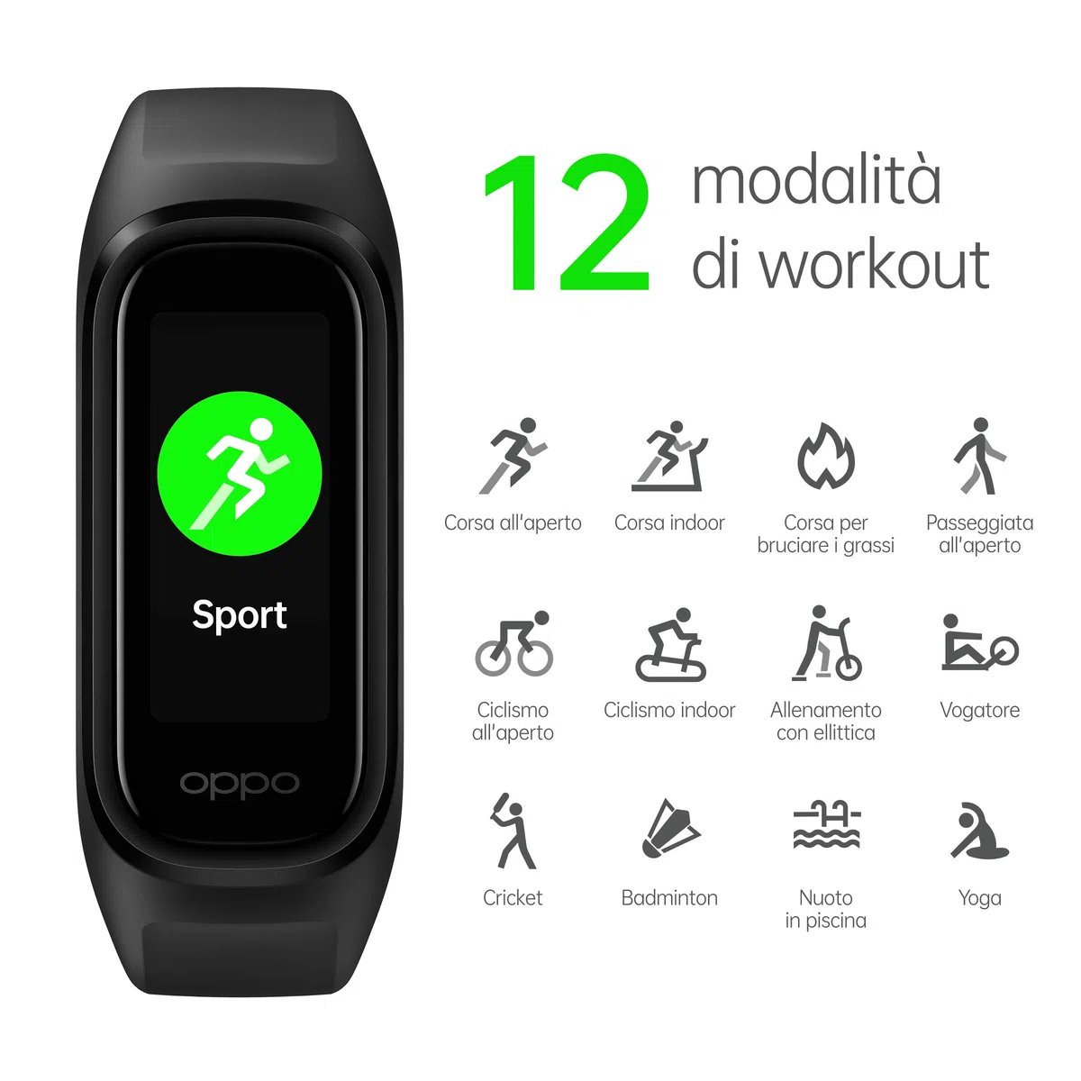 OPPO Band Sport - Smart Band, Pulsera de actividad, sensor óptico de frecuencia cardiaca, sensor de oxígeno en sangre - Negro