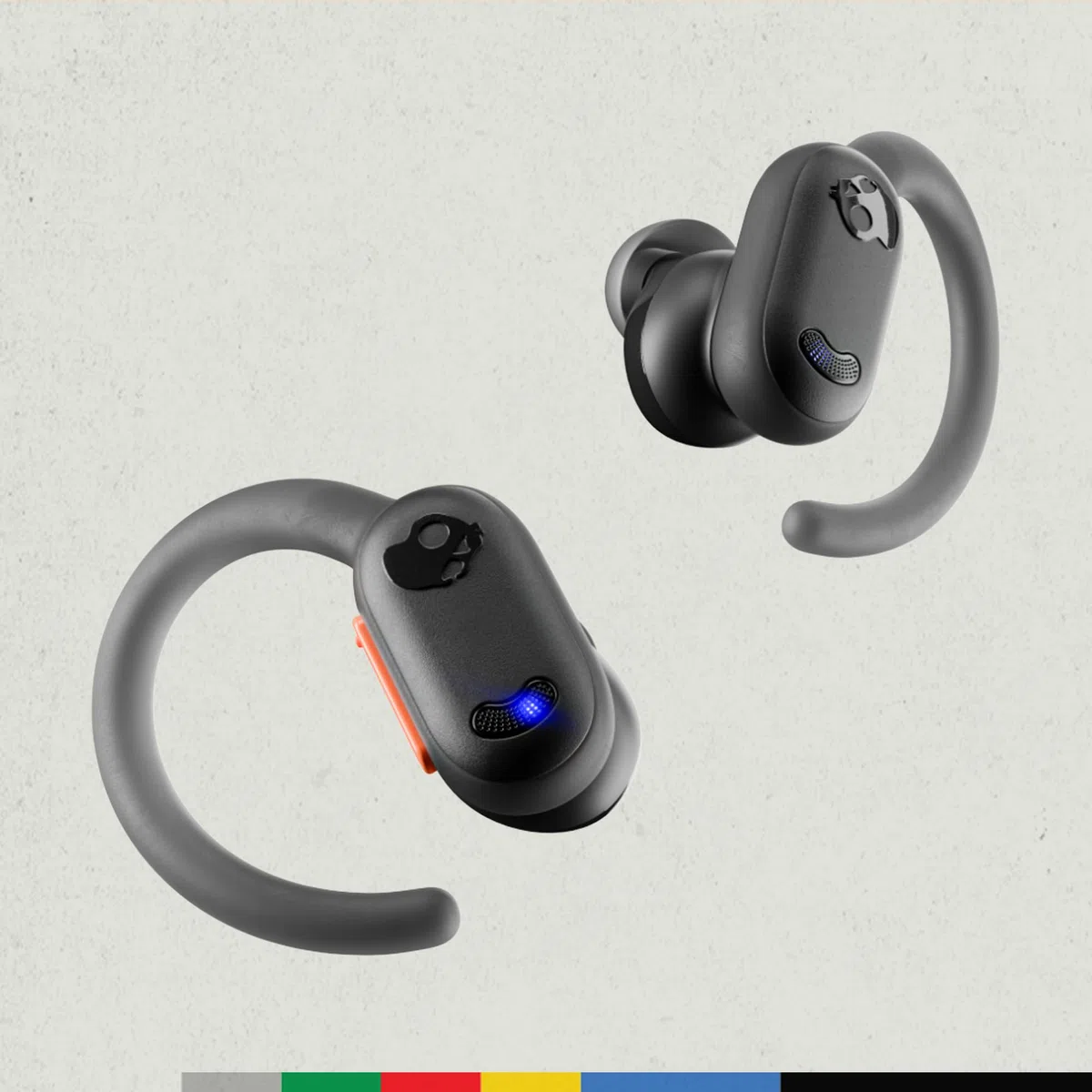 Skullcandy Push ANC Active in-Ear Wireless Earbuds, 58 HR Battery, IP67 Waterproof, Wireless Charging, Microphone, Works with iPhone Android and Bluetooth Devices - True Black/Orange