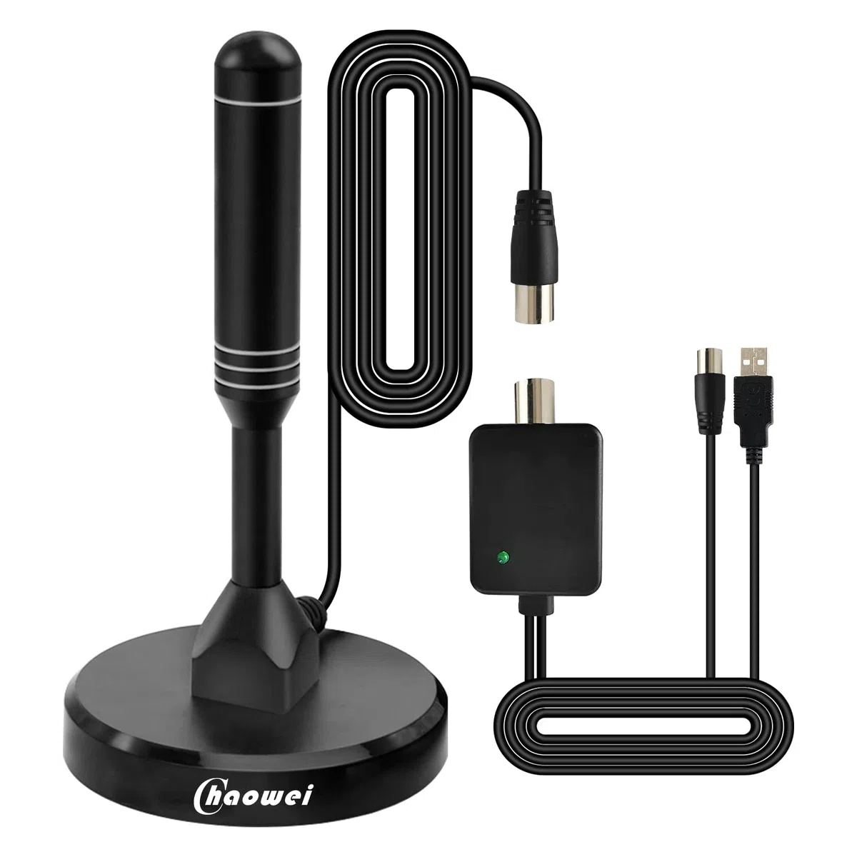 Chaowei Antena de televisión portátil Interior y Exterior de Alta Ganancia Vista Libre mit abnehmbarem Signalverstärker für DVB-T,DVB-T2 USB Empfang-mit großer Magnetbasis,360 Empfang,120Millas
