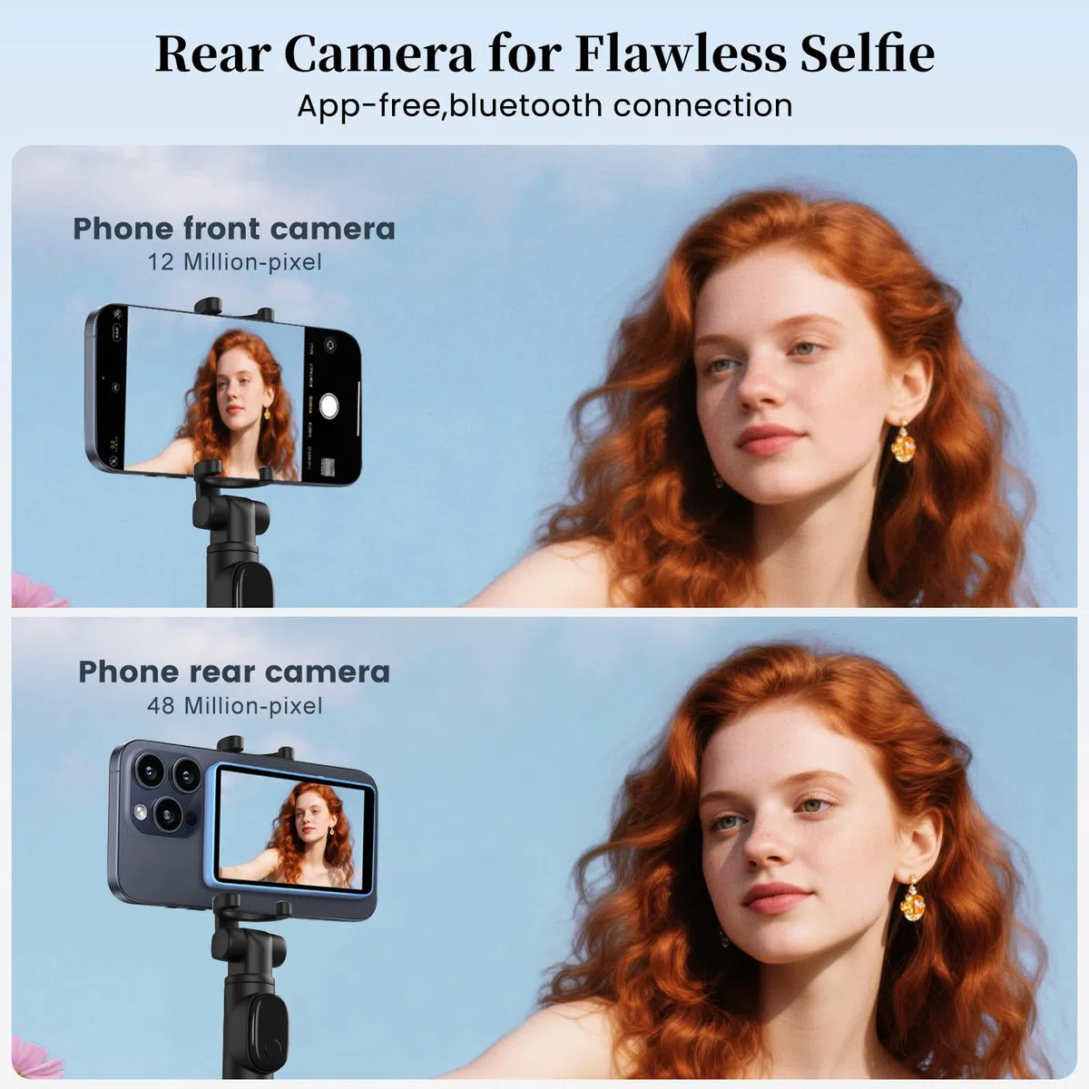Teléfono Vlog Selfie Monitor Pantalla, 3 Niveles de Brillo,Grabación con Cable 4K 60fps,Control Remoto Bluetooth,Magnetic Phone Vlog Selfie Monitor Screen para LiveStream TikTok (Azul)