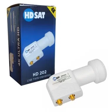 HD202 LNB Twin Full HD 4K - Cabezal parabólico (2 Salidas, 0,1 dB, Ganancia 70 dB) !