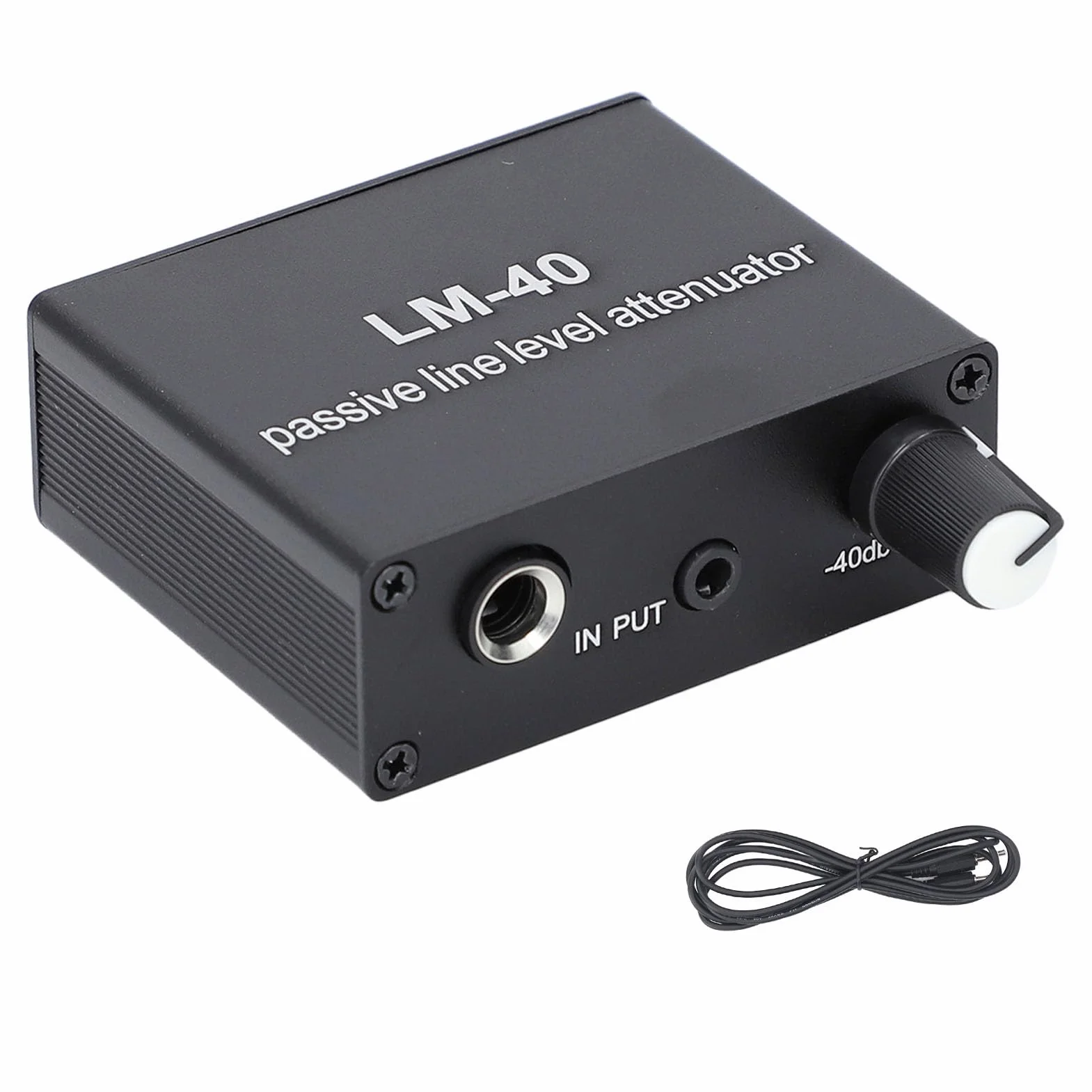 Sxhlseller Silenciador pasivo, silenciador de nivel de línea pasivo con conector estéreo de 3,5 mm, 40 dB a 15 dB, control de volumen ajustable