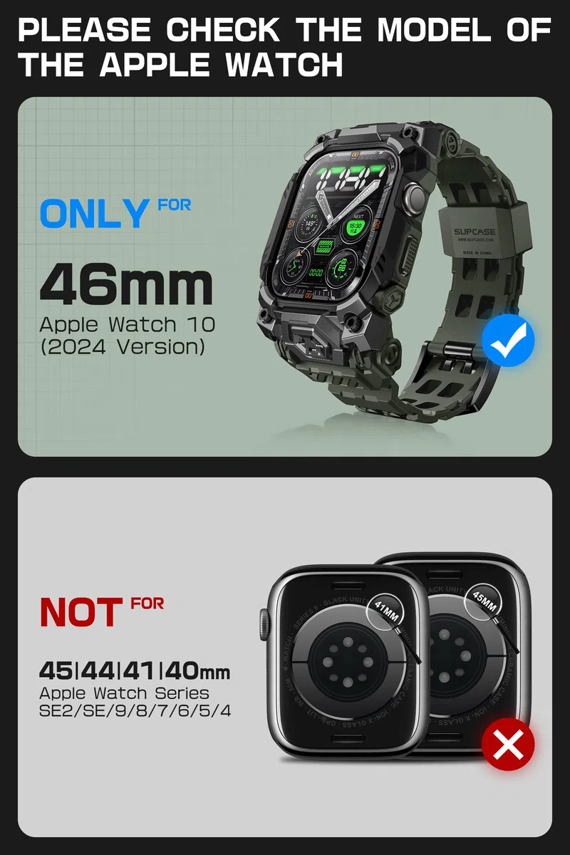 SUPCASE Funda para Apple Watch 11/10 de 46 mm con correa (mineral de escarabajo unicornio), antiarañazos, protección de grado militar, funda resistente deportiva para hombre con correa ajustable