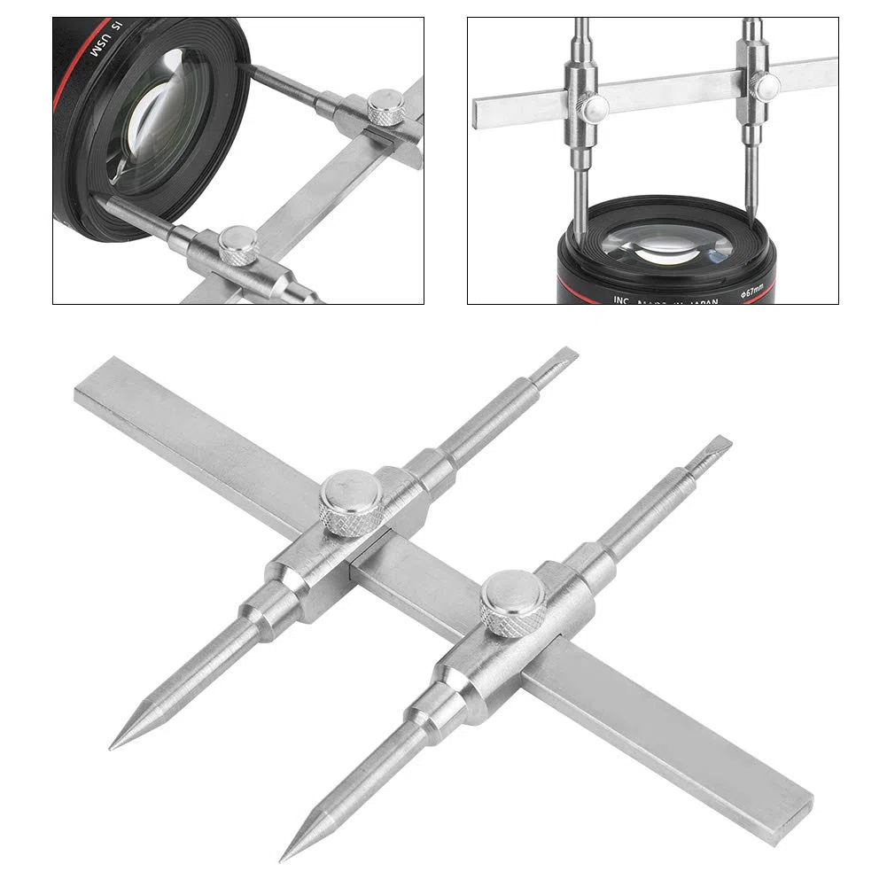 Juego de herramientas para abrir lentes, desmontable para lentes de 10-130 mm, llave de reparación de lentes de cámara de doble punta de acero inoxidable, llave de mantenimiento, sólida, duradera y re