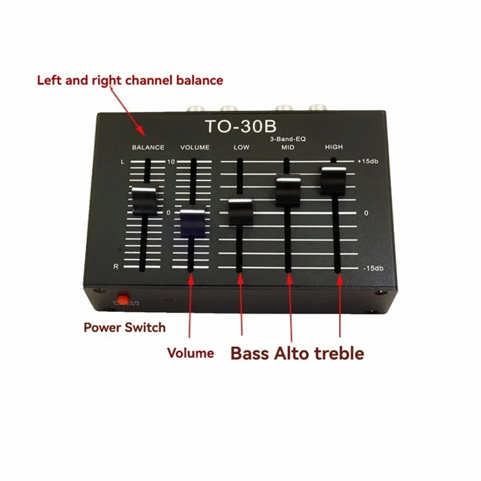 Osmond Preamplificador Balanceado de Audio Estéreo DC5V To-30B, Control de Volumen de Balance de Audio, Bandas, Alto, Medio y Bajo