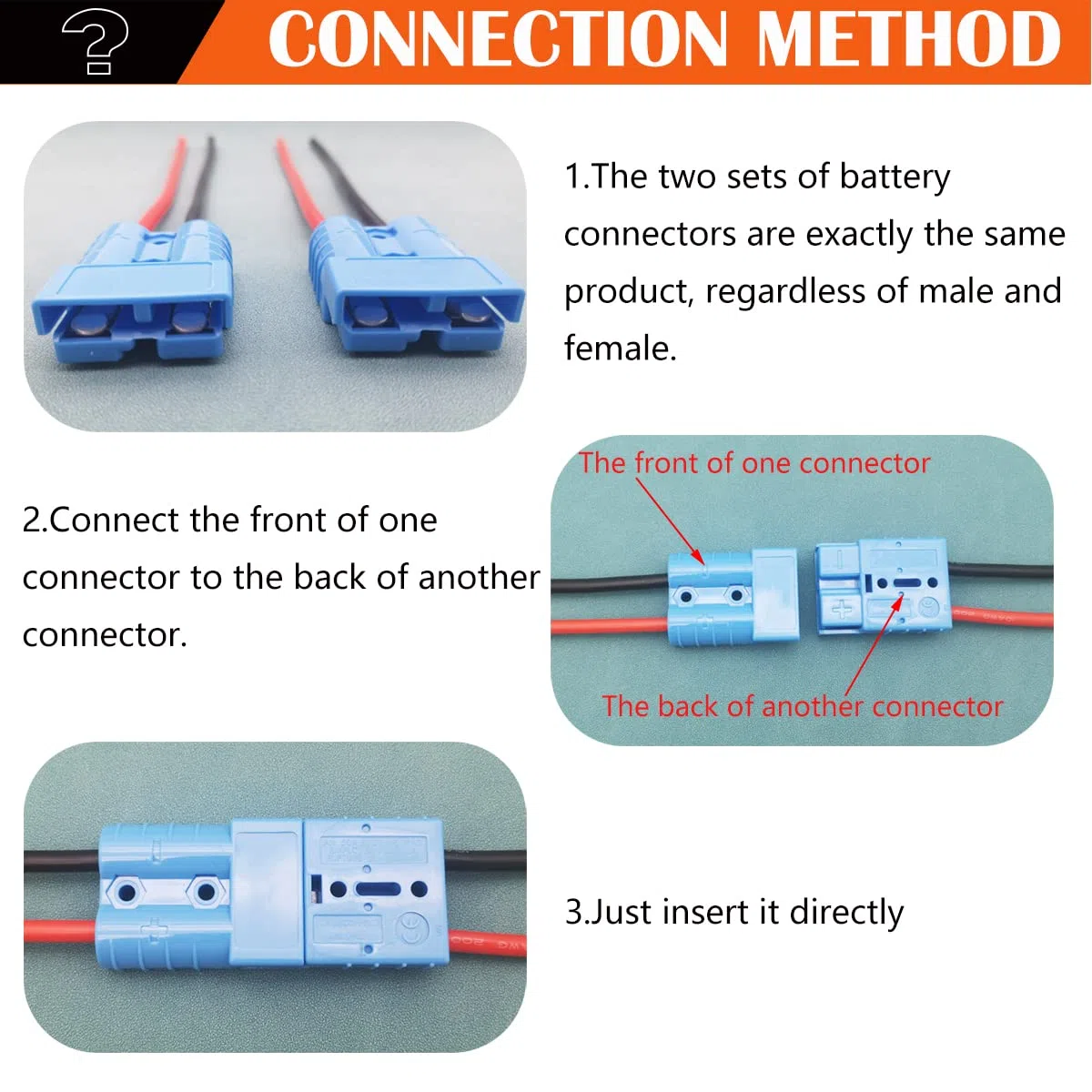 CESFONJER Conector Batería, 2 Juegos 120A batería de conexión rápida, batería de desconexión rápida/Enchufe de conexión, con Cable de 6AWG de 25 cm, para automóvil, Caravana, Barco (Azul)