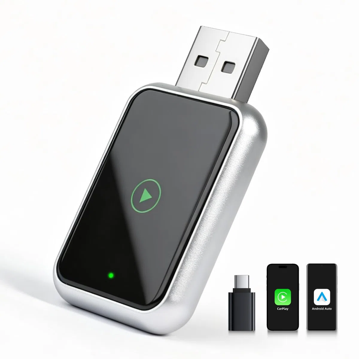 Linghuang Mini Adaptador Carplay Inalambrico & Adaptador Android Auto Inalambrico, Convierte de Cableado a Inalámbrico, Plug & Play, Conexión Rápida y Estable, Compatible con iOS 10+ & Android 11+