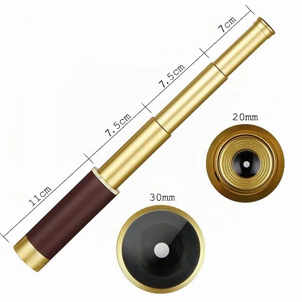 Pirata Telescopio Retro Monocular Portátil Zoomable 25x30 Lente BAK-4 Vintage Catalejo Niños Impermeable Mini Telescopio para Acampar al Aire Libre