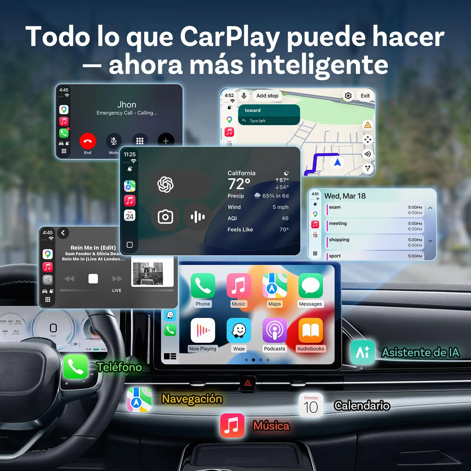 OTTOCAST Mini 3.0 Slim 2026 Upgrade Adaptador Wireless CarPlay & Android Auto, 2-en-1 Dongle, Convierte de Cable a inalámbrico, Baja latencia, Conexión rápida automática, Plata