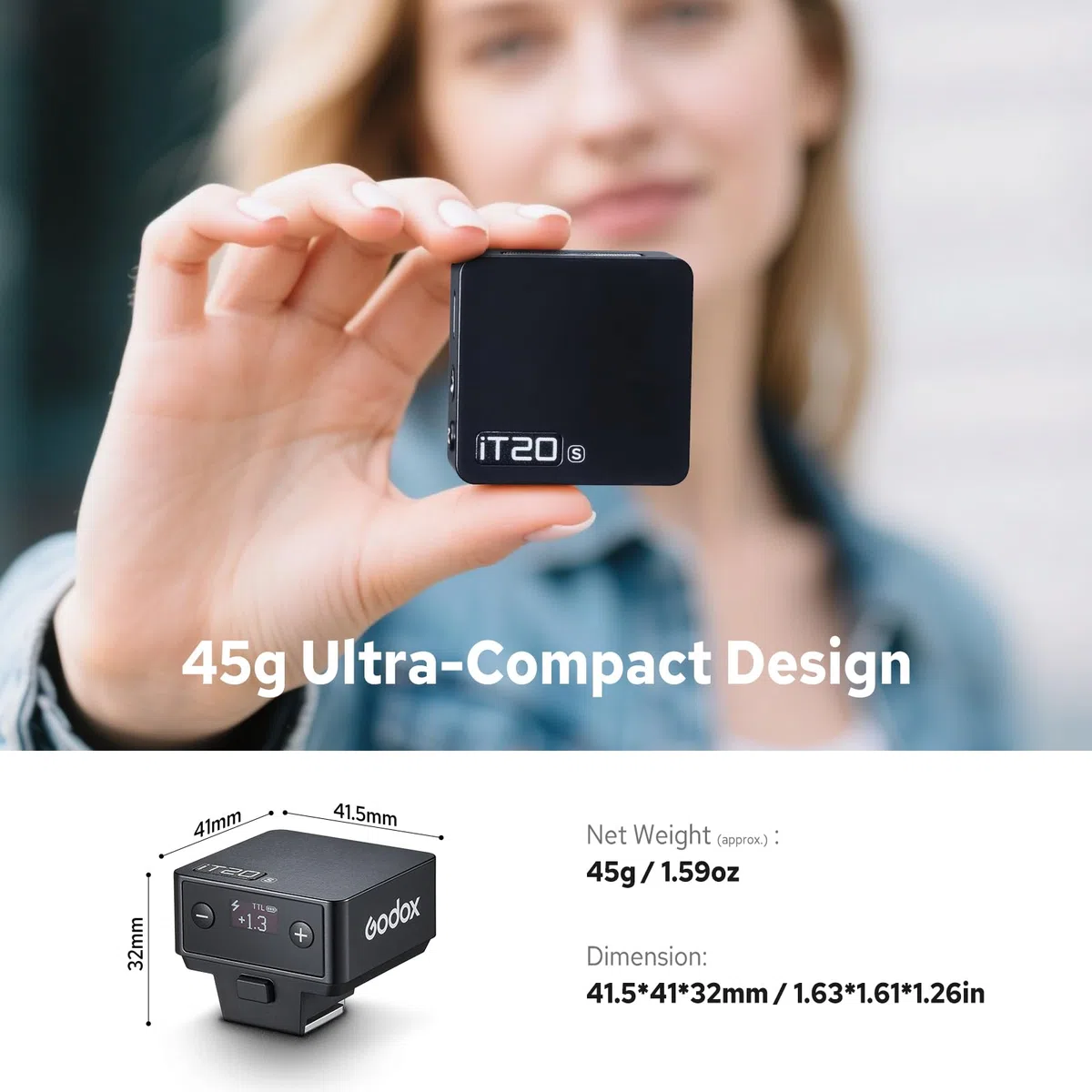 Godox iT20 S iT20S Flash Compatible para Sony, 700 Full Power Flashes, iT20 Mini TTL Camera Flash Strobe con Batería de Litio Built in Filtros de Color y Spreader Compatible con Cámara Sony